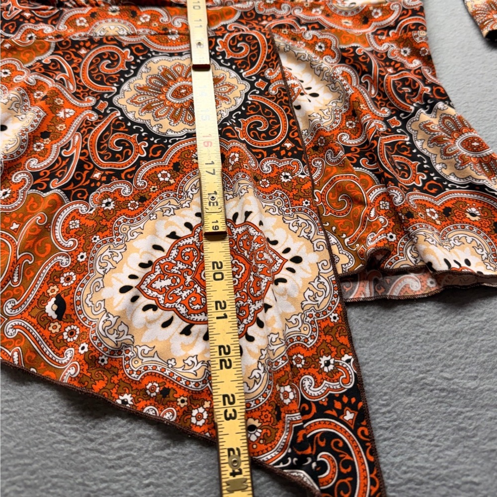 J.T.B. Beaded Orange Paisley Medallion Lace Trim Asymmetric Wrap Top Size M - Picture 5 of 8